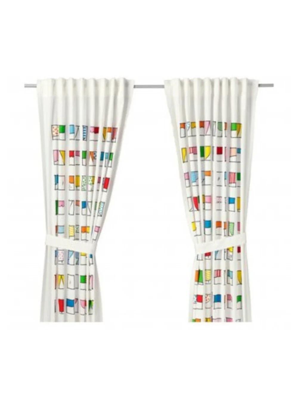 IKEA Hemmahos Curtains City Windows Skyline Skyscraper Set Of 2  Pre-owned Great
